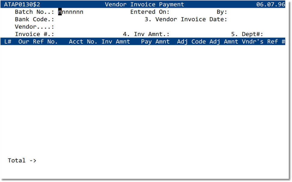 Vendor Invoice Payment (Batch)