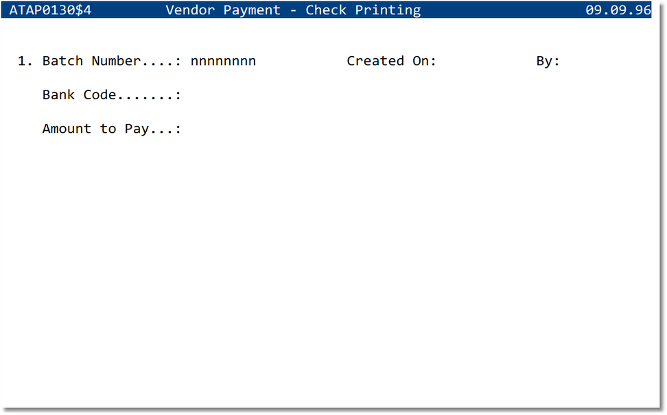 Vendor Payment - Check Printing (Batch)