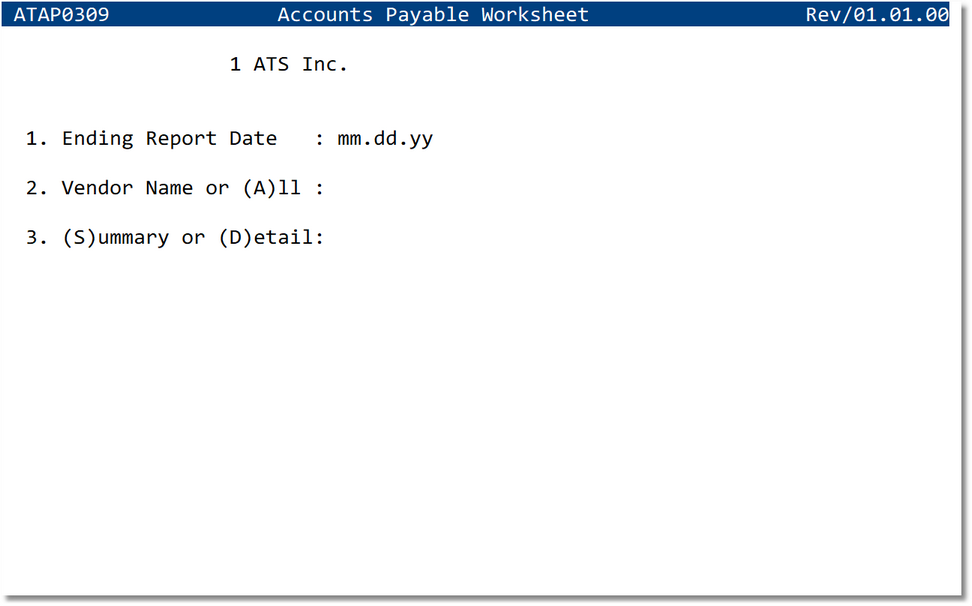 Accounts Payable Worksheet