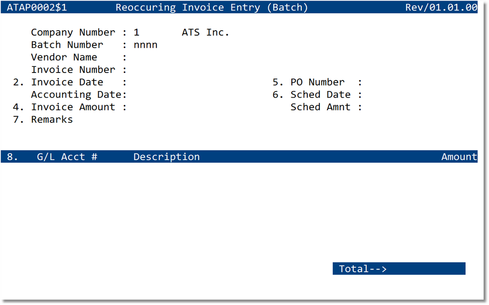 Reoccurring Invoice Entry (Batch)