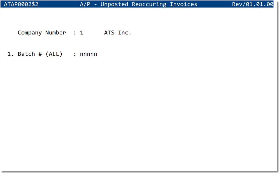 Unposted Reoccurring Invoices