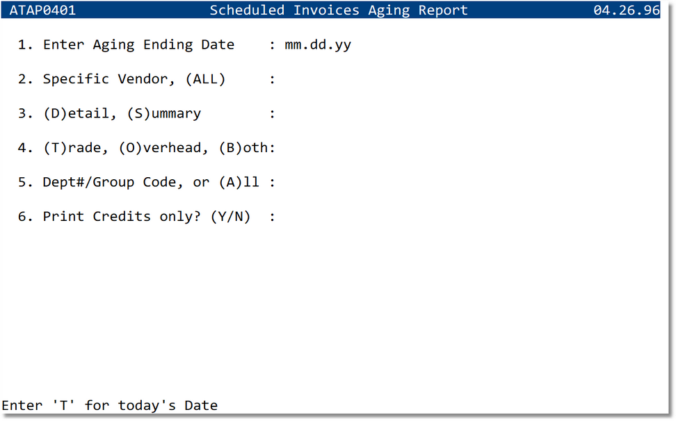 Scheduled Invoices Aging Report Setup