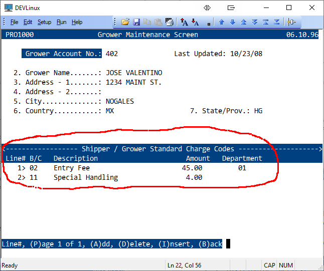 Associated charge code setup