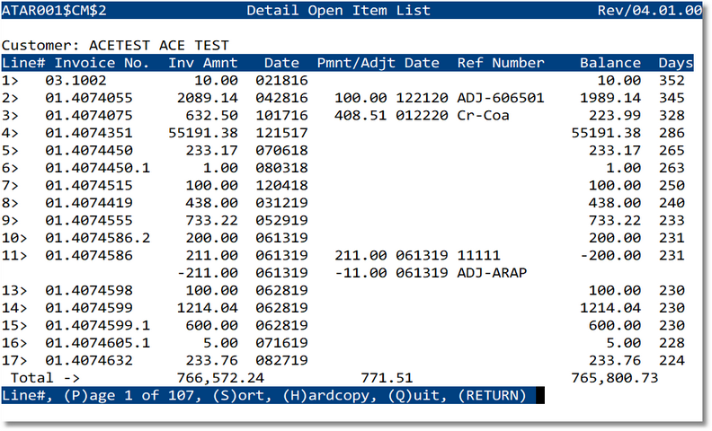 Open Invoices Screenshot