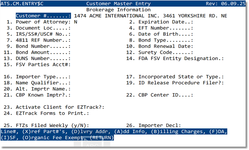 Customer Master - Brokerage information