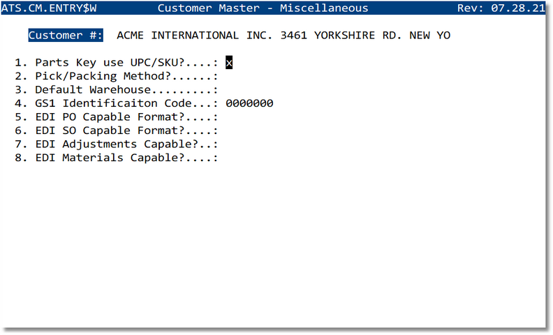 Customer Master - Warehouse management options