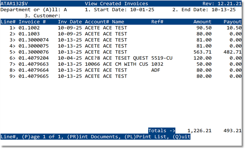 View Created Invoices screenshot