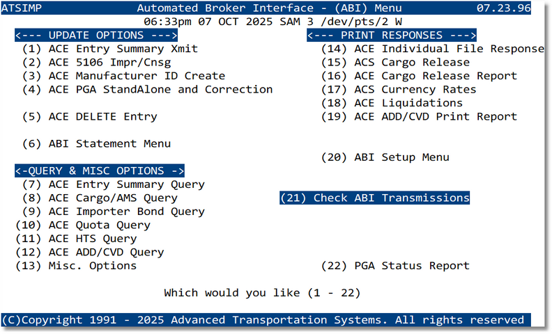 Shipment Status / POD Entry screen