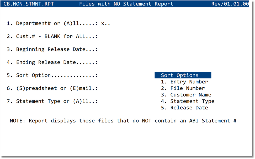 Files with NO Statement Report