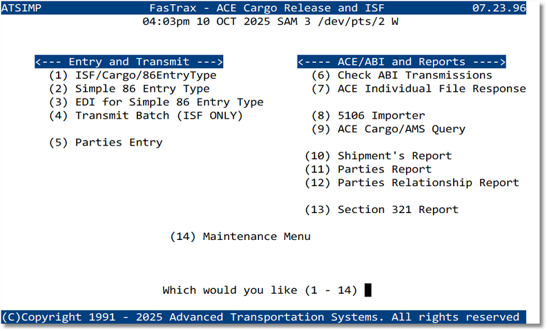 Shipment Status / POD Entry screen