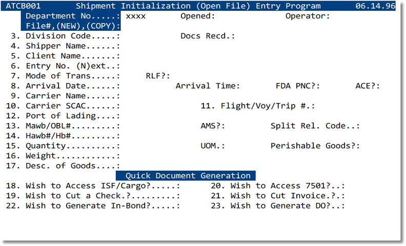 Open a File — main screen