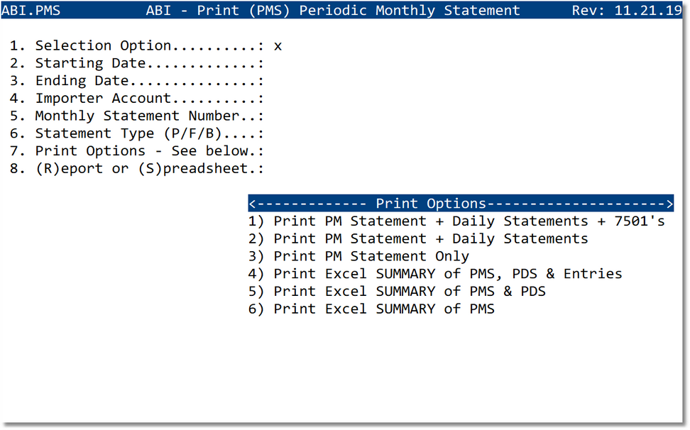 ABI Print PMS Periodic Monthly Statement