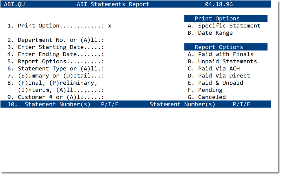ABI Statements Report